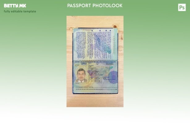 Модерен стил Шаблон за изглед на фотографија од пасош на Обединетото Кралство